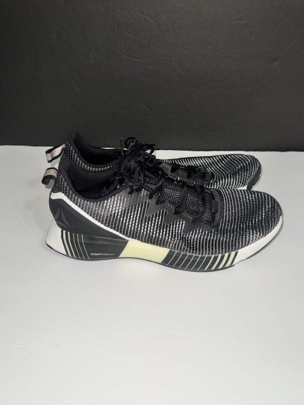Reebok Black and White Knit Running Shoe
